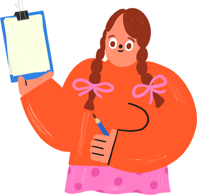 Fun and Colorful Employee with Clipboard