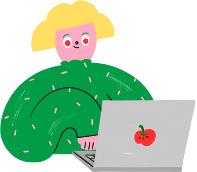 Fun and Colorful Employee Typing on Her Laptop