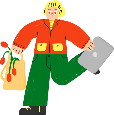 Fun and Colorful Employee with Laptop