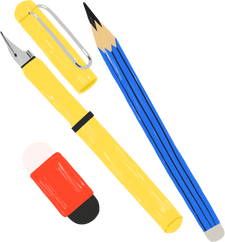 Fun and Colorful Pen, Pencil, and Eraser