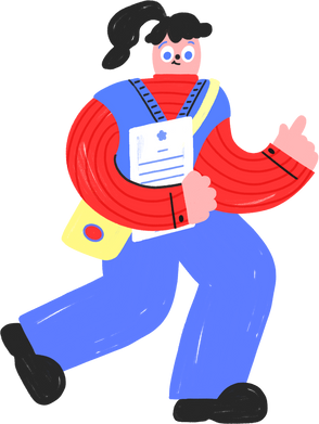 Fun and Colorful Employee Holding a Document