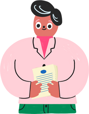 Fun and Colorful Employee Holding a Document